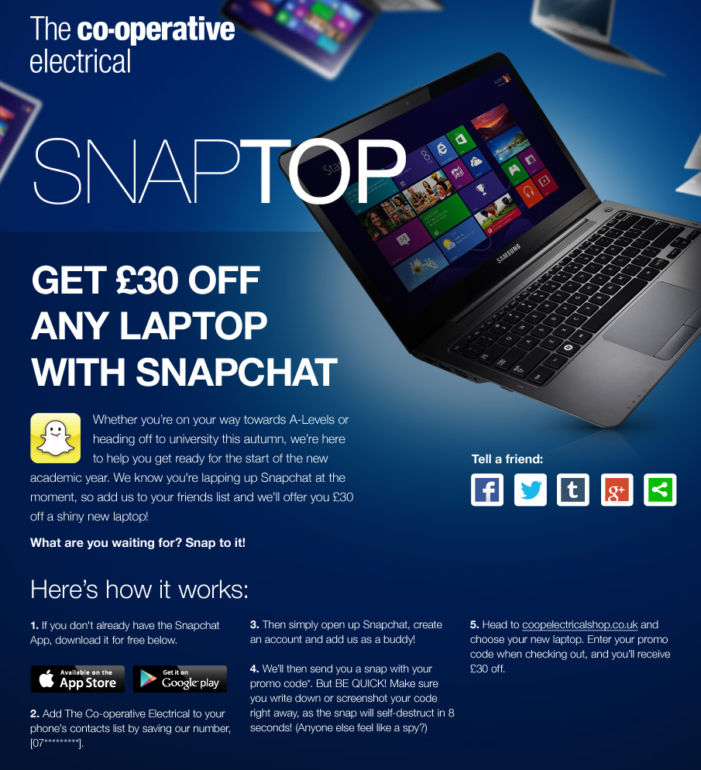 The Co-operative Electrical set to use Snapchat for marketing to students