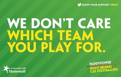 Paddy Power ties with Stonewall to support gay footballers