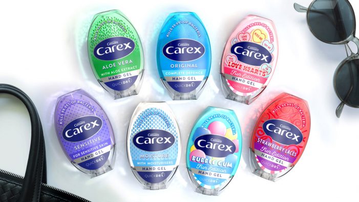 Carex relaunches its antibacterial hand-gel range with a design by PB Creative