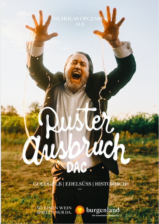 A Wine Advert without Any Wine! Actor Nicholas Ofczarek Personifies the Wines of Burgenland in Wien Nord Serviceplan Campaign for Burgenland Tourism