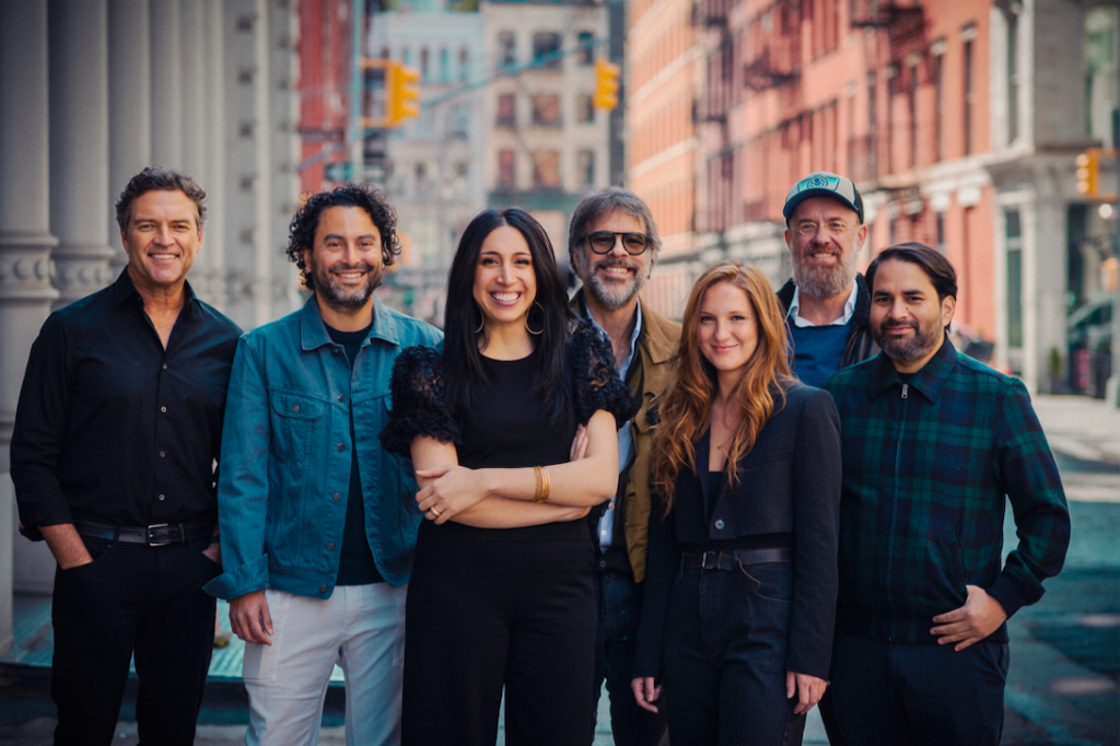 From left to right: Andrew O'Dell, co-founder, CEO of Pereira O'Dell and CEO of Serviceplan Americas; Gian Carlo Lanfranco, co-founder, L&C NYC; Mona Munayyer Gonzalez, Pereira O'Dell's chief growth officer; PJ Pereira, co-founder and creative chairman of Pereira O'Dell and chief creative officer of Serviceplan Americas; Camden Elizabeth, executive producer, L&C NYC; Alexander Schill global CCO, Serviceplan Group; Rolando Cordova, co-founder, L&C NYC.