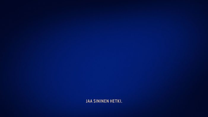 Front-page ad without a logo nor product – just trust in an iconic brand Karl Fazer uses the power of its distinctive blue colour in a minimalistic ad