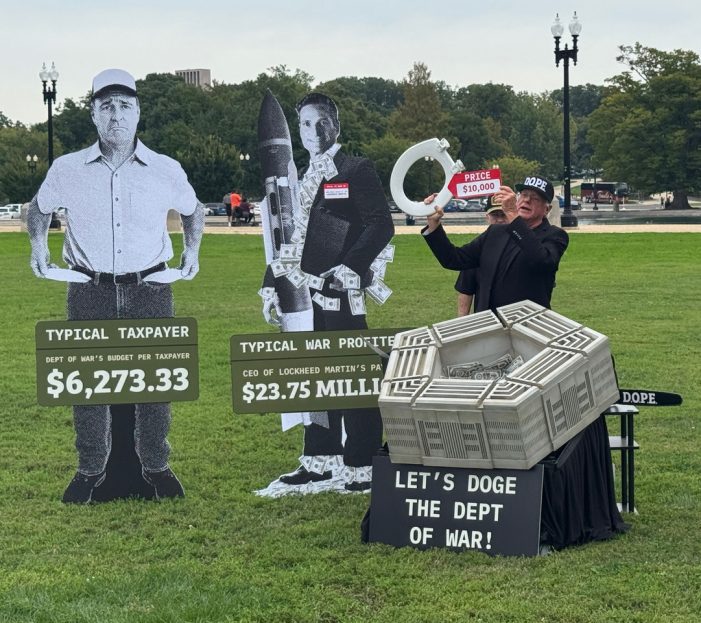 DCX AND UP IN ARMS LAUNCH ACTIVIST CAMPAIGN TO ATTACK PENTAGON WASTE Department of Pentagon Excess (D.O.P.E.) Exposes Runaway Military Spending