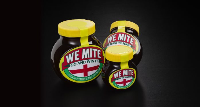 LOVE IT, HATE IT, DON’T TRAVEL WITHOUT IT: MARMITE RELEASES ‘WEMITE’ JARS FOR ENGLAND FANS HEADED TO THE TOURNAMENT.